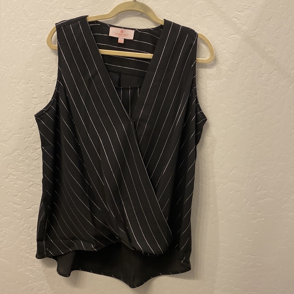 Laurie Felt Sleeveless Wrap Blouse
Black Stripe Large